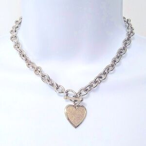 Heart 17" Necklace Silver Costume Jewelry
